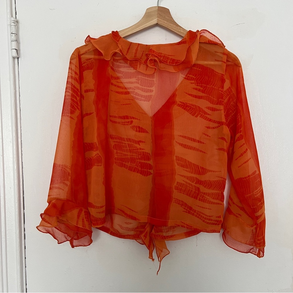 Orange Ruffle Blouse - Picture 2 of 4